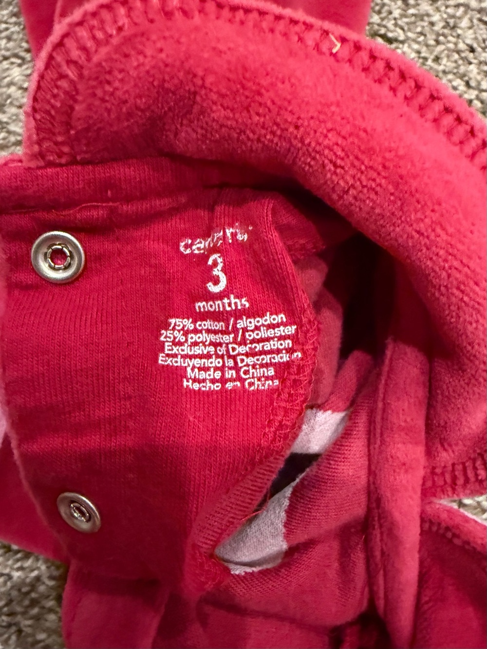 Vintage Baby Carter's Heart belongs to Daddy Valentines 3 mo. one-piece velour - Picture 4 of 7